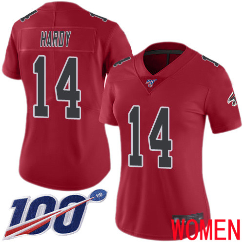 Atlanta Falcons Limited Red Women Justin Hardy Jersey NFL Football 14 100th Season Rush Vapor Untouchable